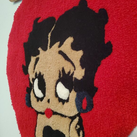 Retro Betty Boop Heart Shaped Wall Decor Or Rug Unique Hand Made Felt Backed - Picture 3 of 6